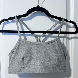 ALO Yoga Light Gray Strappy Sports Bra